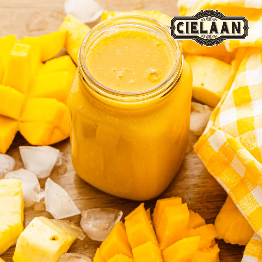 Mango cubes in pineapple juice